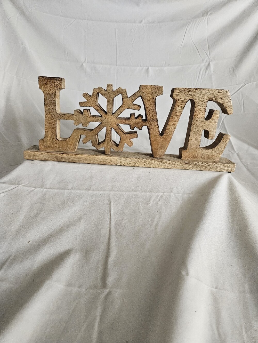 Wooden "LOVE" 16" Wide X 6" Tall Holiday Table Décor in Natural Wood Tone